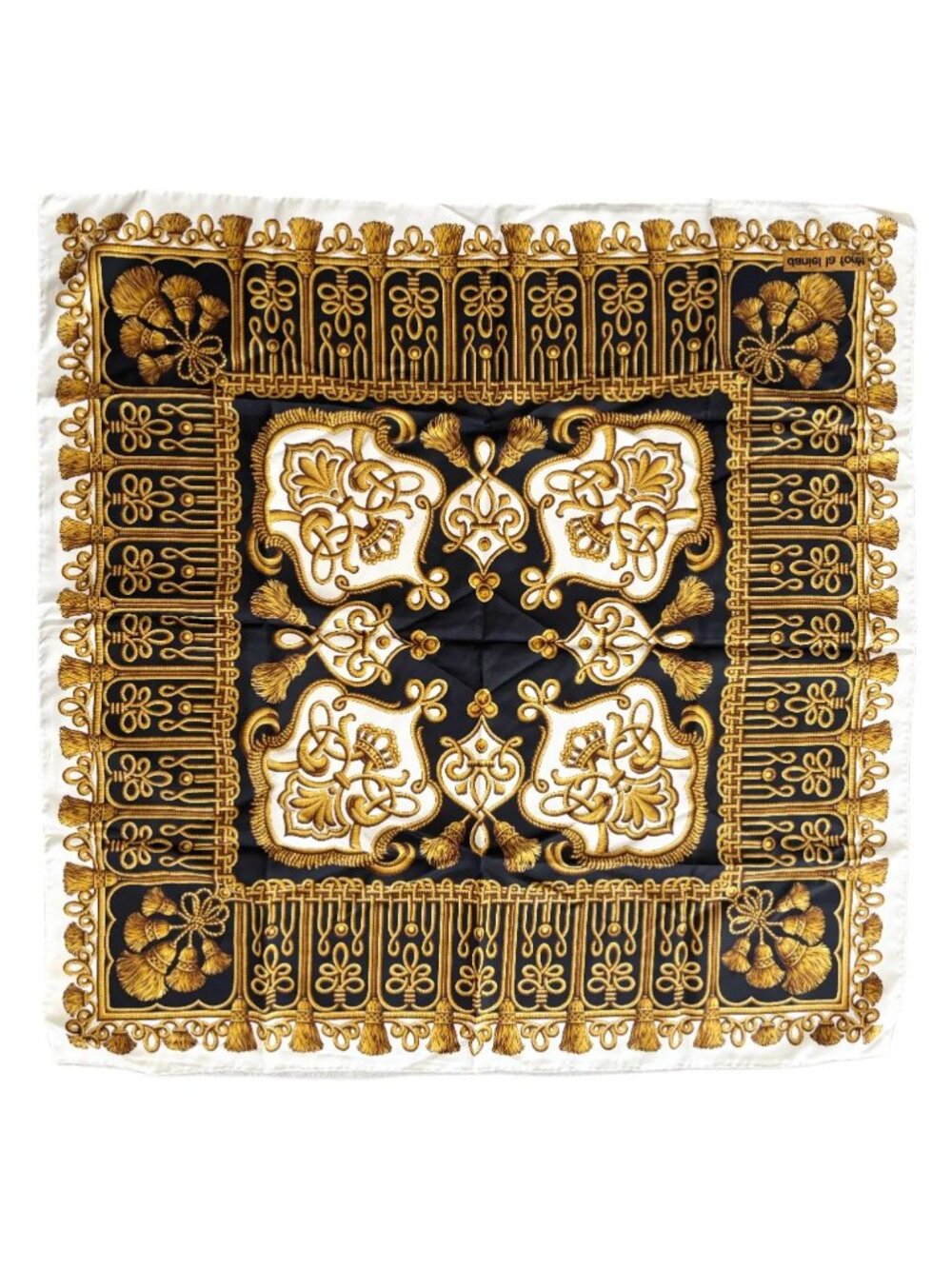 VTG DANIEL LA FORET PARIS Baroque-Style Hand Rolled French Silk Square Scarf